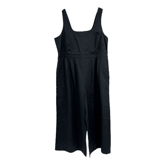 Wide-Leg jumpsuit sz18 linen romper Banana Republic Factory Plus Size Black - Picture 1 of 12